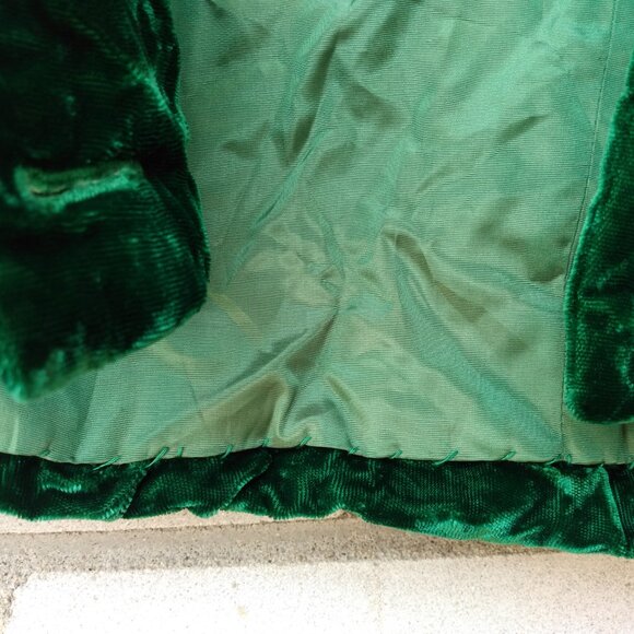 Vintage Bolero Dress Jacket DARK Green Crushed Velvet 40"B Rockabilly Retro - Picture 11 of 11